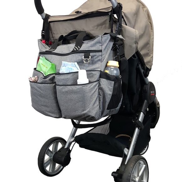 Fashionable Diaper Messenger Bag Roomy Multiple Pockets , Color; Heather Gray - Picture 9 of 9